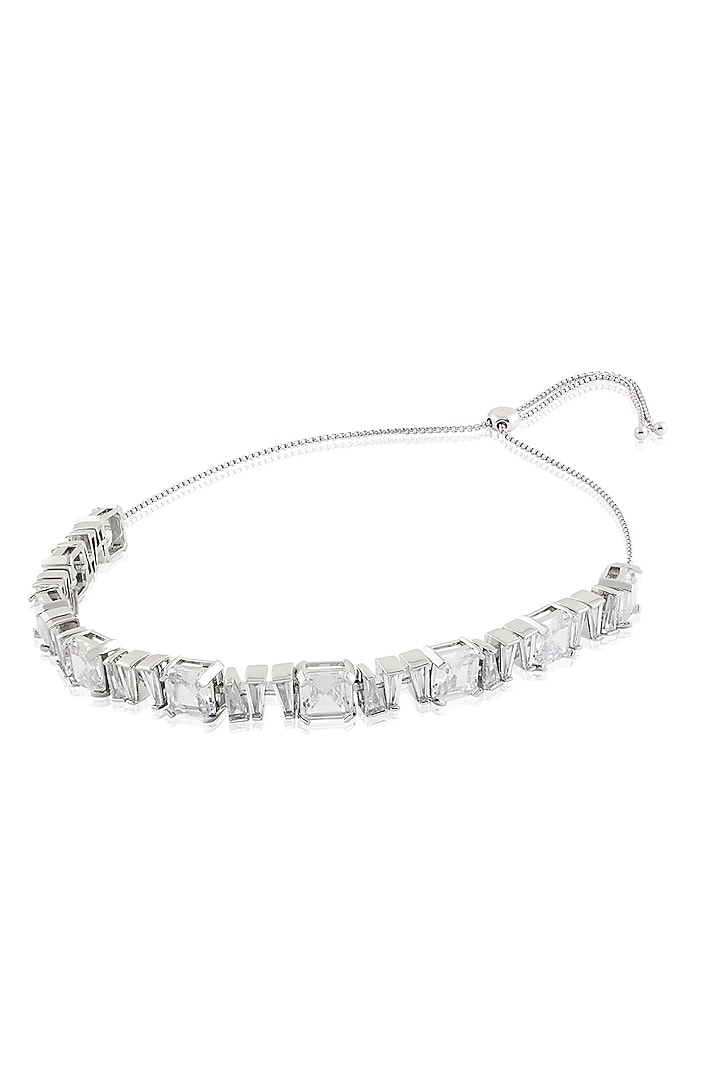 White Rhodium Finish Diamante Choker Necklace by Isharya at Pernia's Pop Up Shop