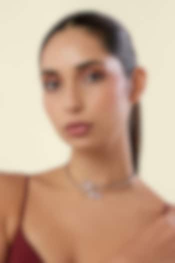 White Rhodium Finish Diamante Necklace by Isharya at Pernia's Pop Up Shop