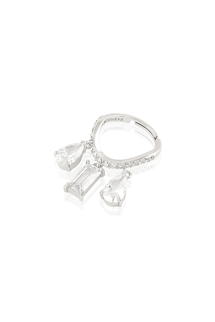 White Rhodium Finish Diamante Ring by Isharya at Pernia's Pop Up Shop