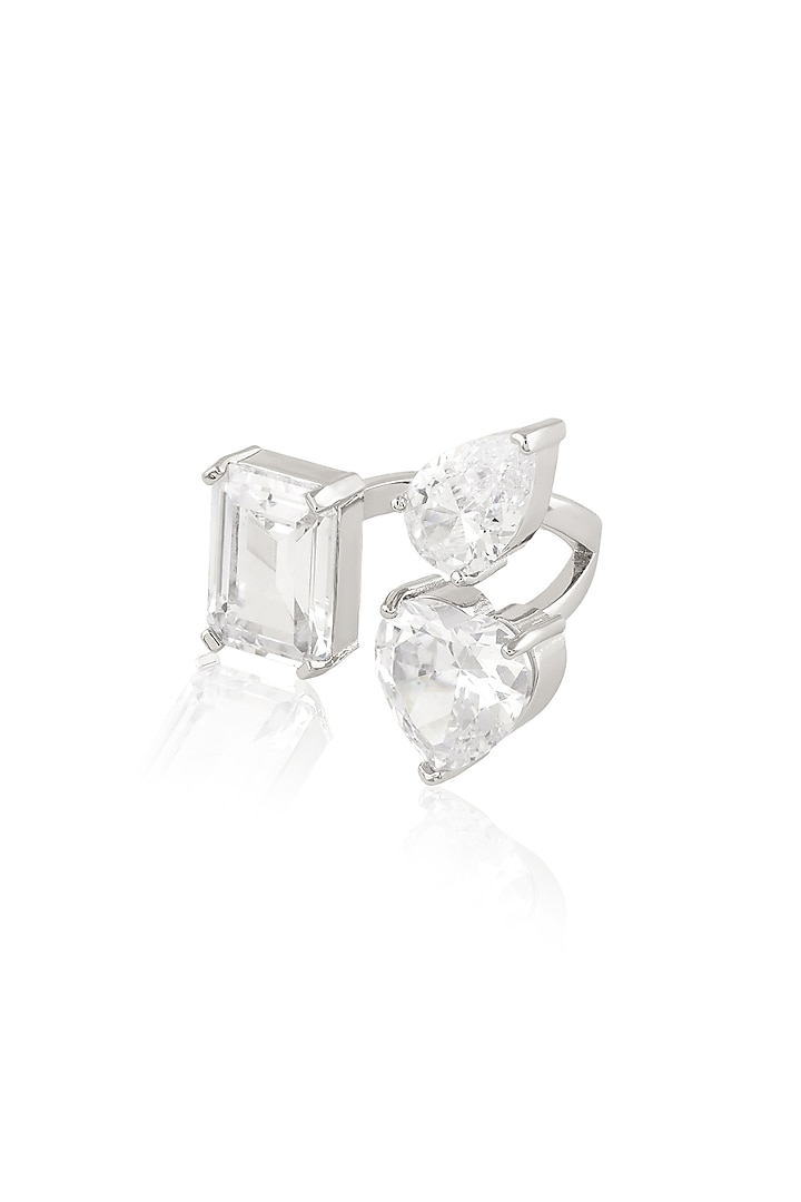 White Rhodium Finish Diamante Ring by Isharya at Pernia's Pop Up Shop