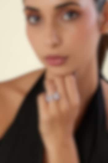 White Rhodium Finish Diamante Ring by Isharya at Pernia's Pop Up Shop