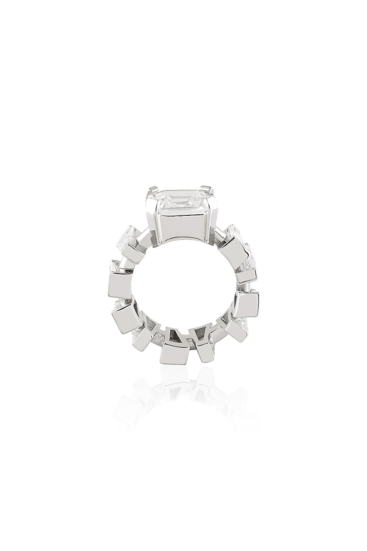 White Rhodium Finish Diamante Ring by Isharya at Pernia's Pop Up Shop