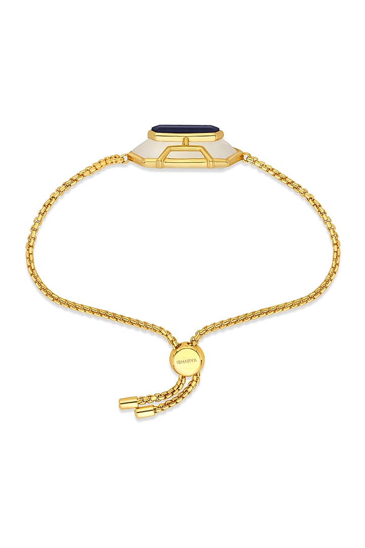 Gold Finish Blue Sapphire Stone Bracelet by Isharya at Pernia's Pop Up Shop