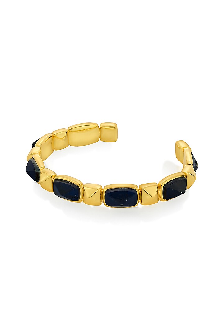 Gold Finish Blue Sapphire Doublet Stone Bracelet by Isharya