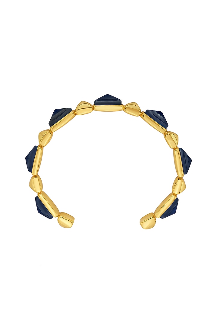 Gold Finish Blue Sapphire Doublet Stone Bracelet by Isharya at Pernia's Pop Up Shop