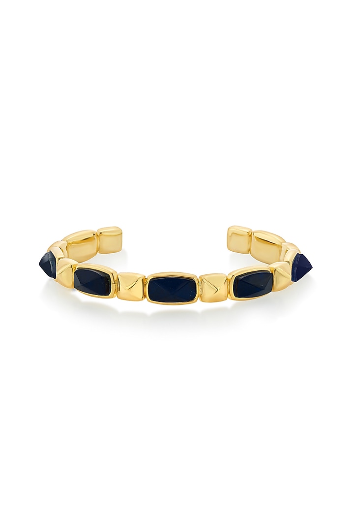 Gold Finish Blue Sapphire Doublet Stone Bracelet by Isharya at Pernia's Pop Up Shop