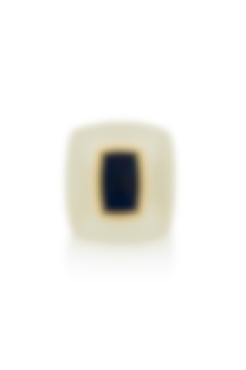 Gold Finish Blue Sapphire Doublet Stone Ring by Isharya
