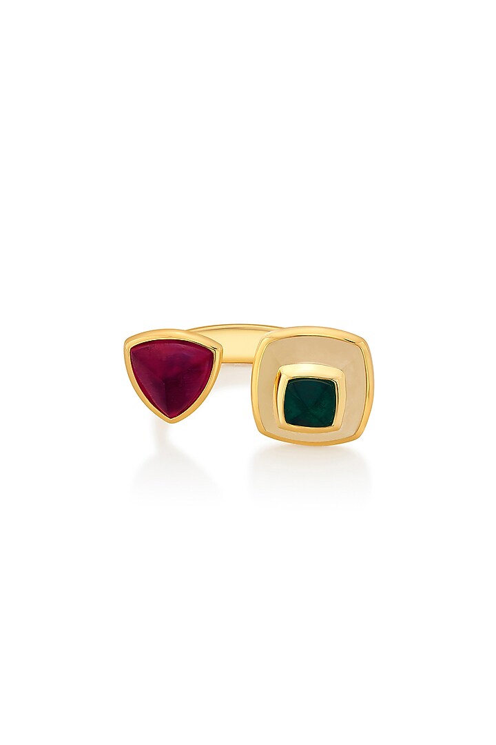 Gold Plated Emerald Doublet Stone Ring by Isharya at Pernia's Pop Up Shop