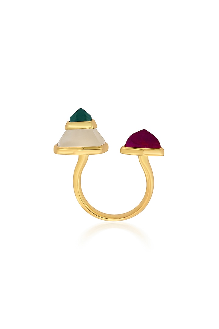 Gold Plated Emerald Doublet Stone Ring by Isharya at Pernia's Pop Up Shop