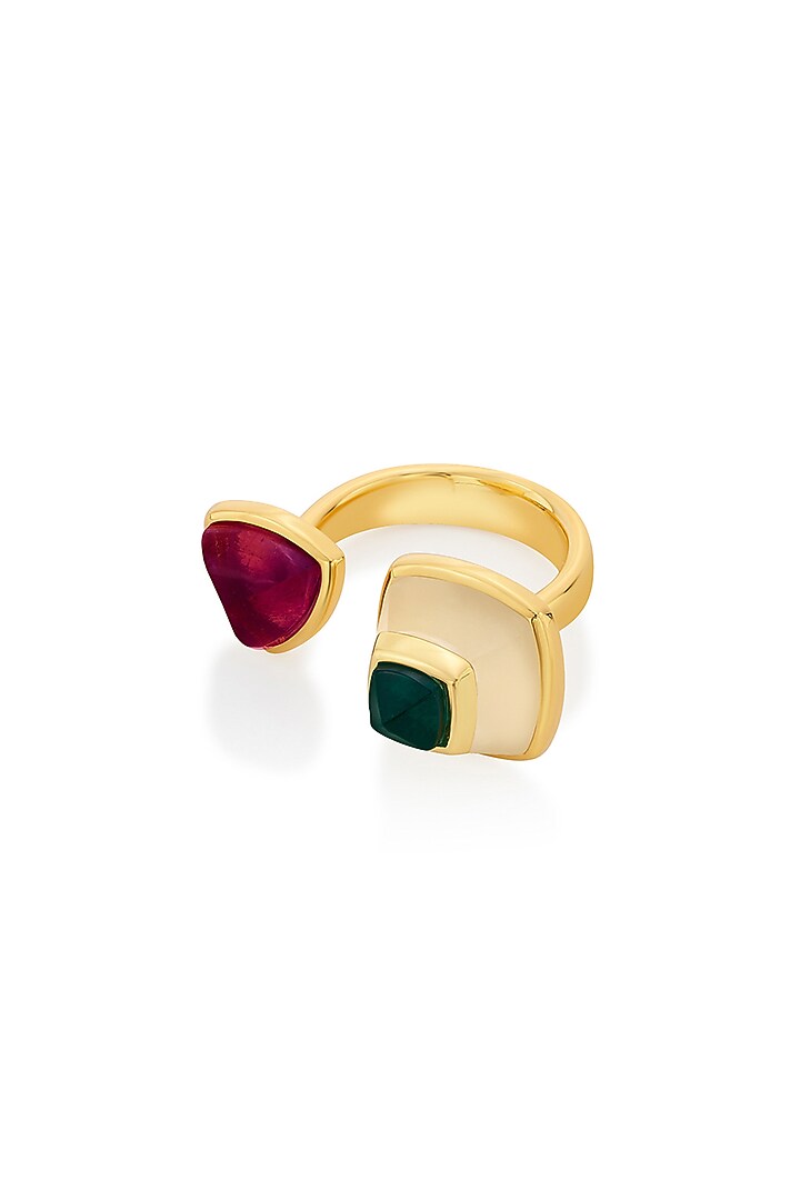 Gold Plated Emerald Doublet Stone Ring by Isharya at Pernia's Pop Up Shop