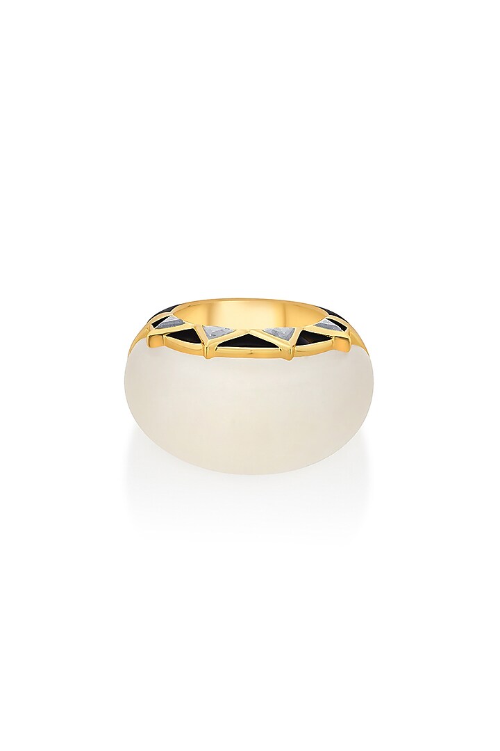 Gold Finish Mirror Enamel Ring by Isharya at Pernia's Pop Up Shop