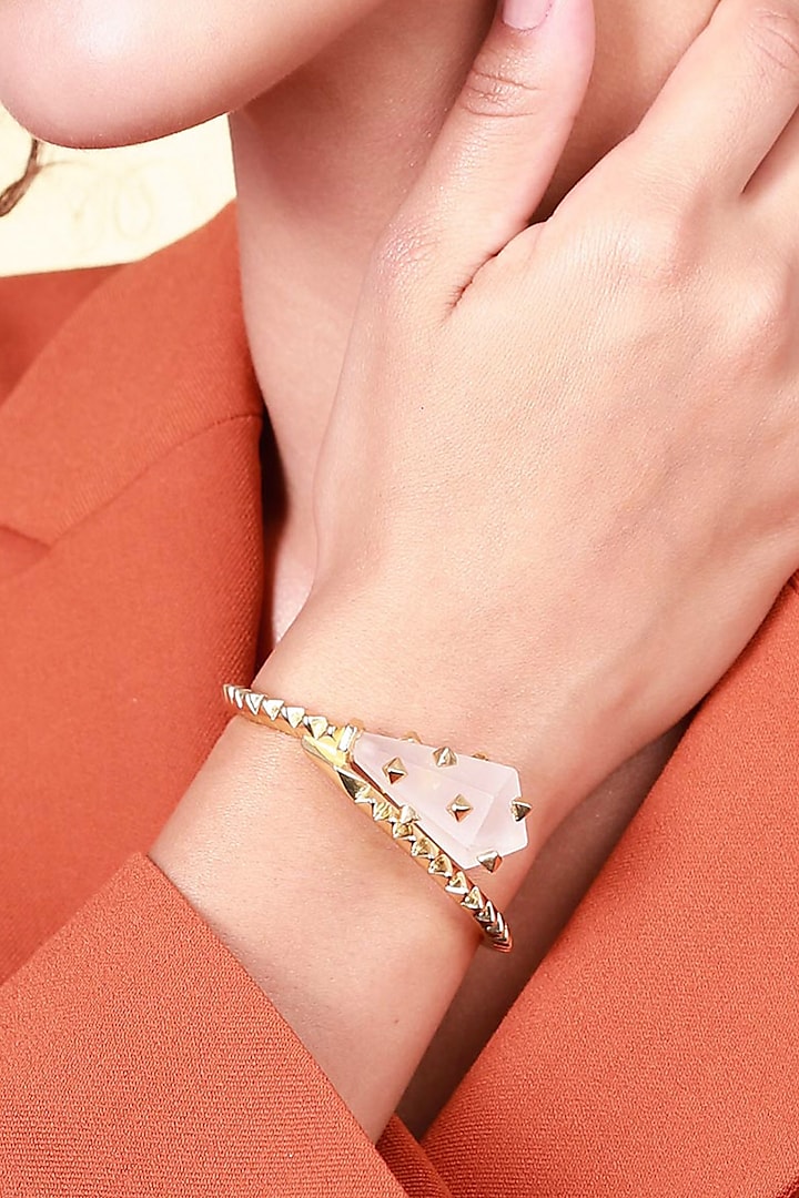 Gold Plated Rock Crystal Cuff Bracelet by Isharya at Pernia's Pop Up Shop