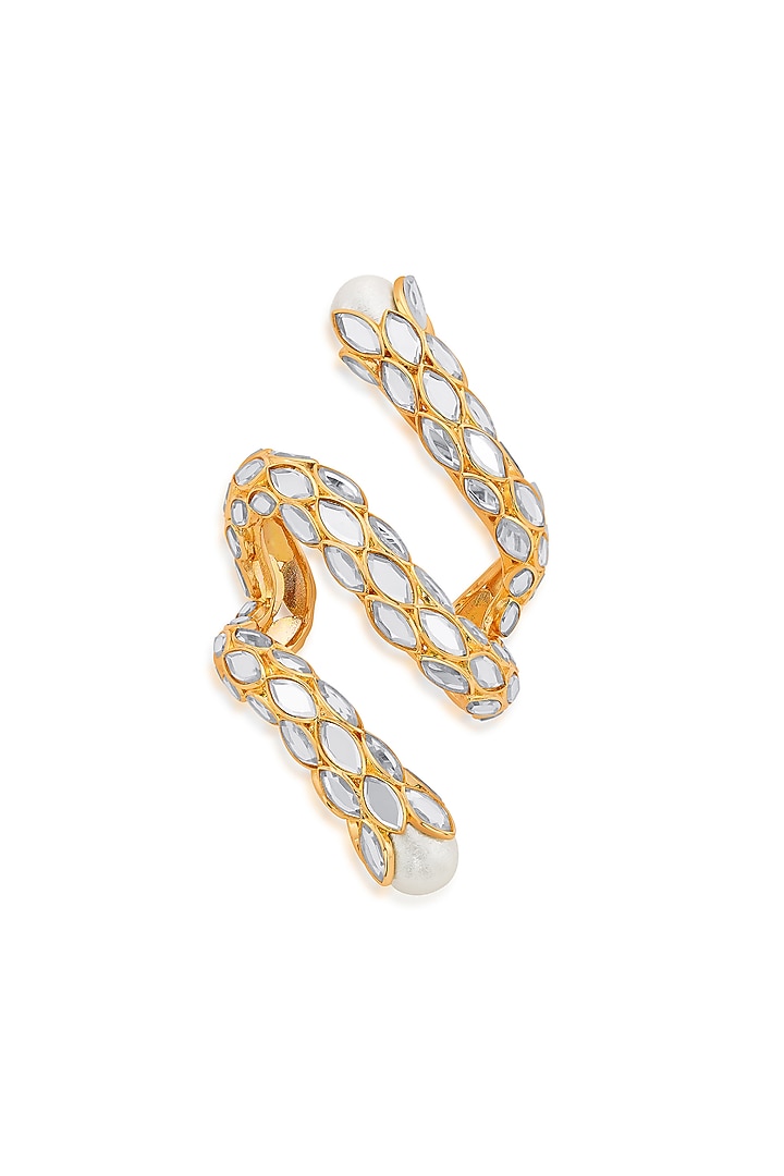 Gold Finish Mirror Coiled Cuff by Isharya at Pernia's Pop Up Shop