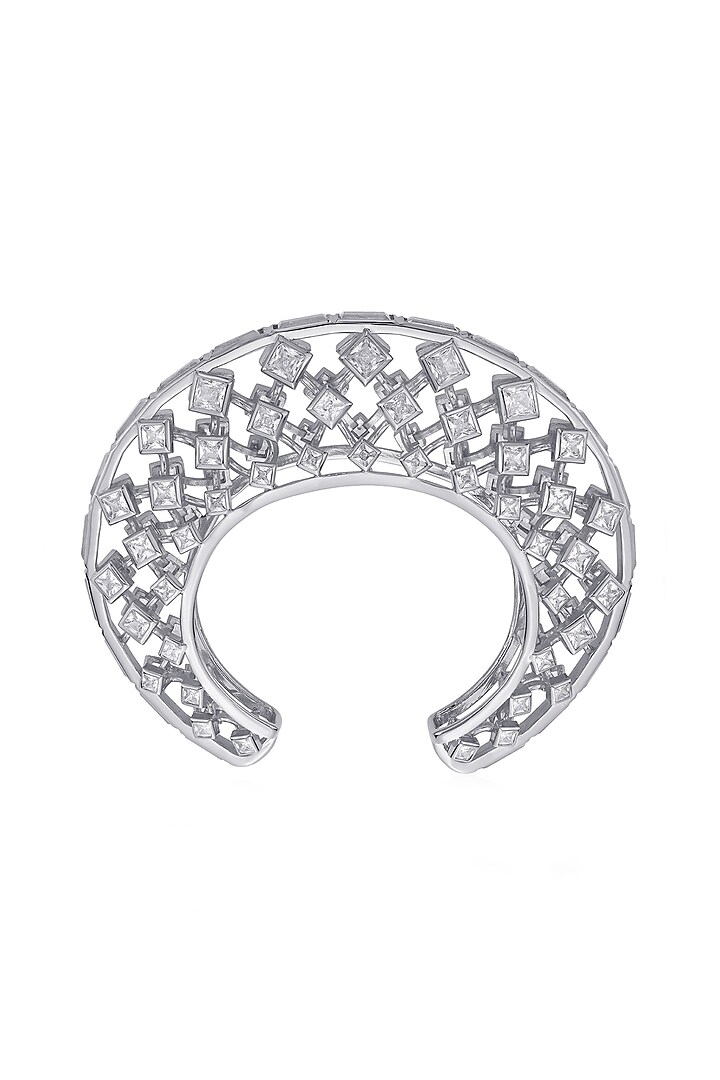 White Finish Mirror & CZ Cuff by Isharya at Pernia's Pop Up Shop