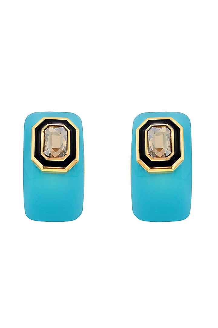 Gold Finish Resin Hoop Earrings by Isharya at Pernia's Pop Up Shop