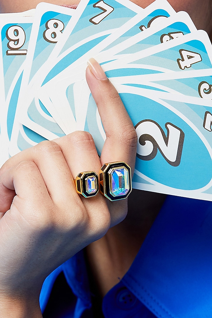Gold Plated Enameled Two Stone Ring by Isharya at Pernia's Pop Up Shop