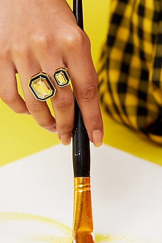 Gold Plated Two Stone Ring by Isharya