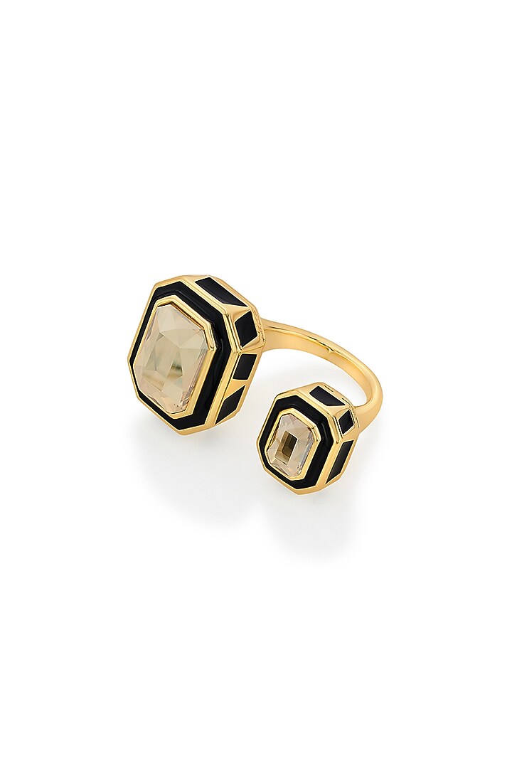 Gold Plated Two Stone Ring by Isharya at Pernia's Pop Up Shop