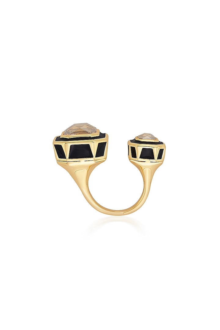 Gold Plated Two Stone Ring by Isharya at Pernia's Pop Up Shop