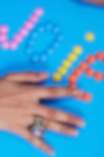 Gold Plated Enameled Two Stone Ring by Isharya at Pernia's Pop Up Shop