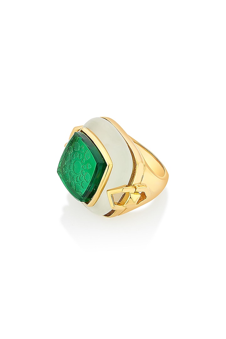 Gold Plated Green Hydro Ring by Isharya at Pernia's Pop Up Shop