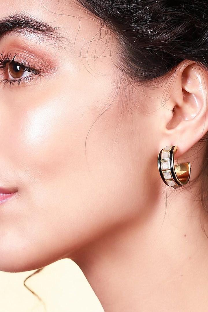 Gold Plated Mini Hoop Earrings by Isharya