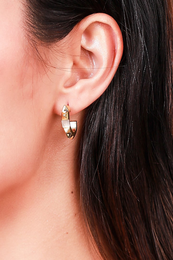 Gold Finish Mini Hoop Earrings by Isharya