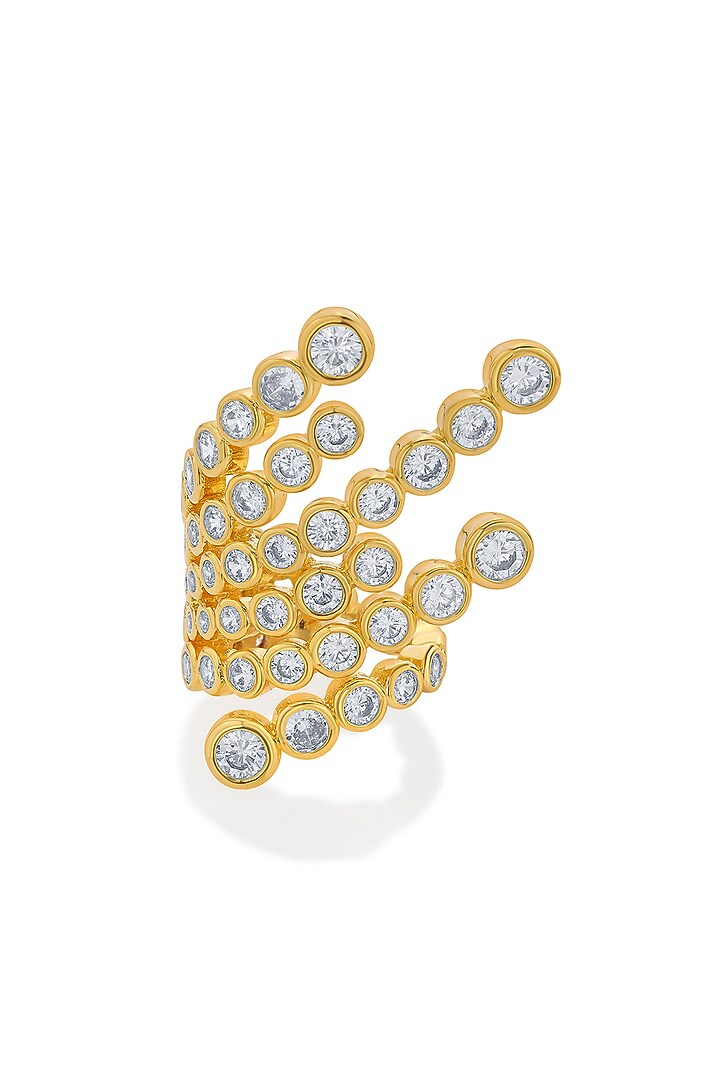 Gold Finish Cocktail Ring by Isharya at Pernia's Pop Up Shop