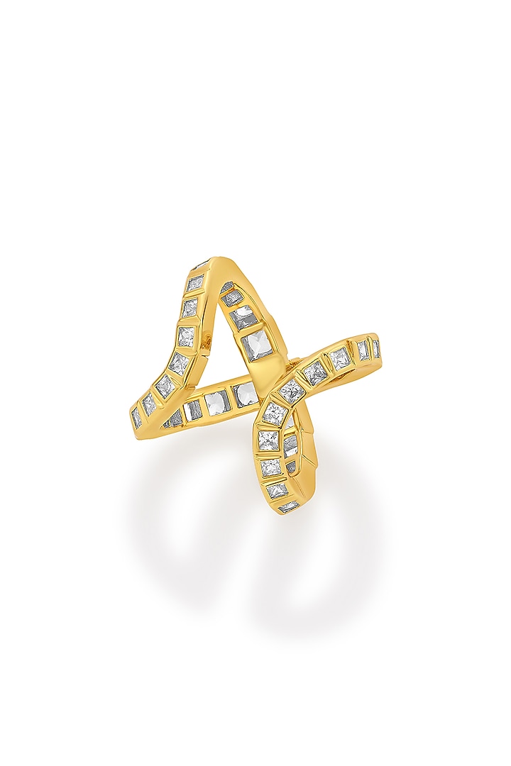 Gold Finish Brass Ring by Isharya at Pernia's Pop Up Shop