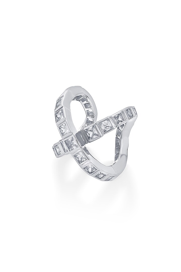 White Finish Brass Ring by Isharya at Pernia's Pop Up Shop