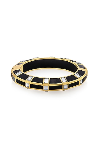 Gold Finish Mirror Bangle by Isharya