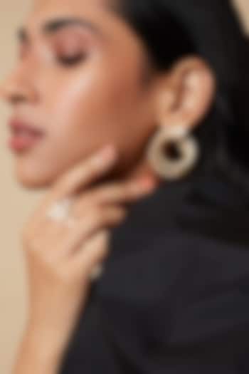 Gold Finish Swarovski Crystals Disc Earrings by Isharya at Pernia's Pop Up Shop