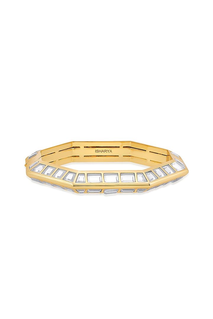 Gold Finish Hexagonal Bangle by Isharya at Pernia's Pop Up Shop