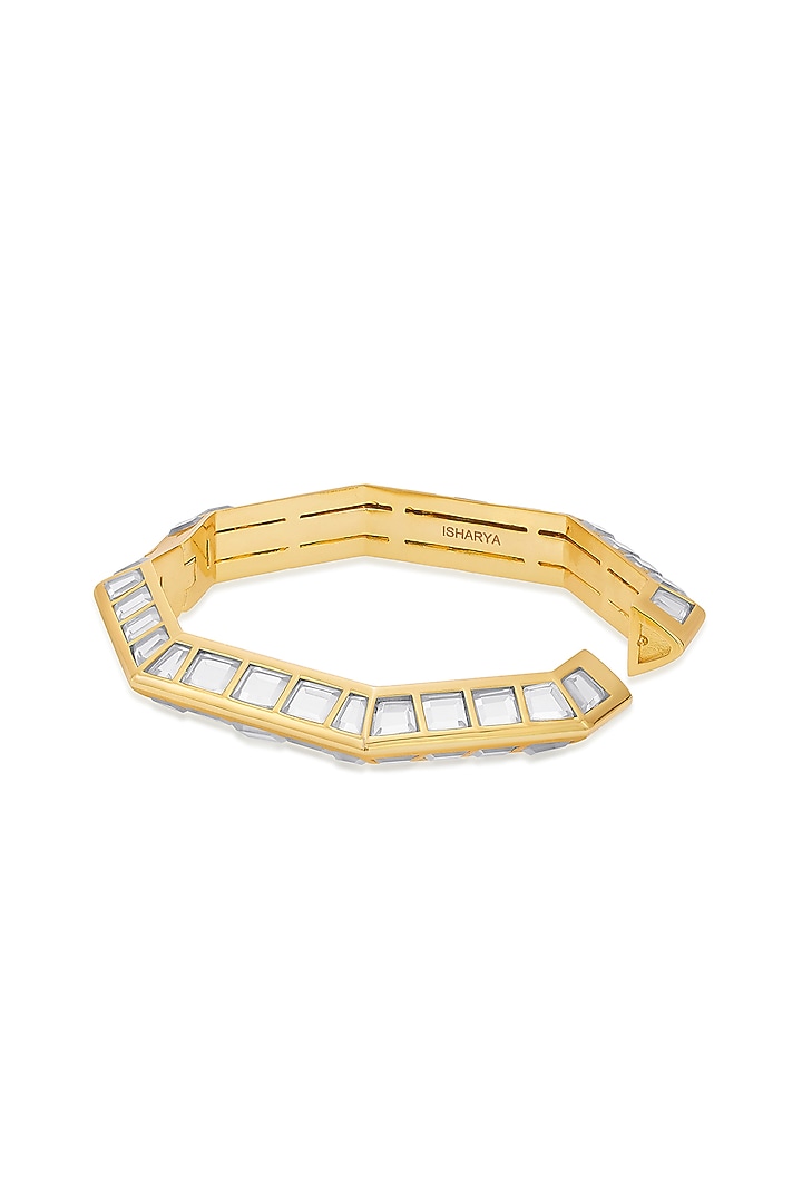 Gold Finish Hexagonal Bangle by Isharya at Pernia's Pop Up Shop