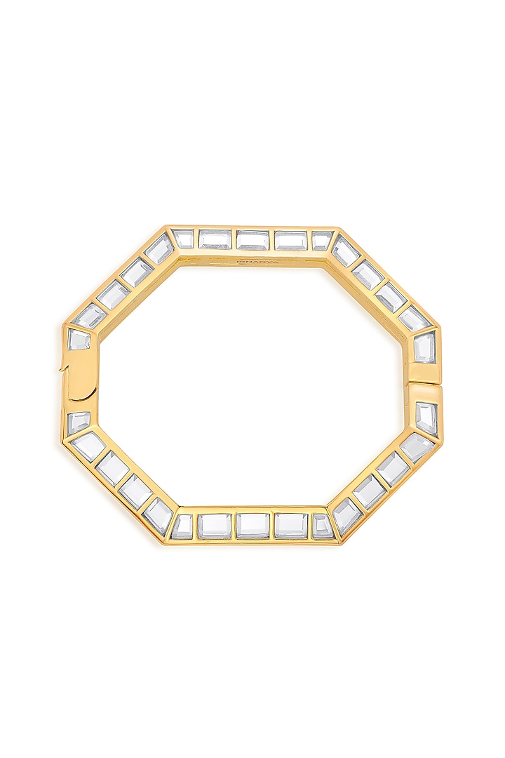 Gold Finish Hexagonal Bangle by Isharya at Pernia's Pop Up Shop