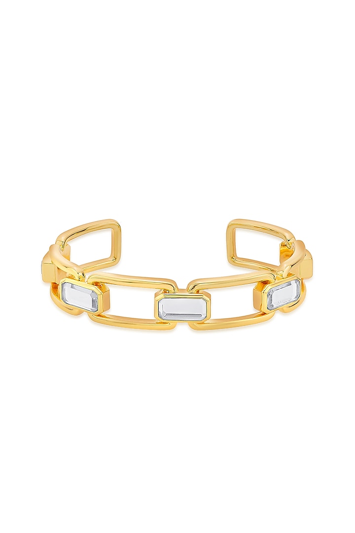 Gold Finish Hand-Cut Polki Mirror Cuff by Isharya at Pernia's Pop Up Shop
