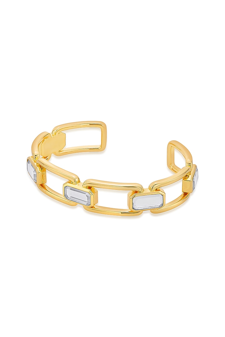 Gold Finish Hand-Cut Polki Mirror Cuff by Isharya at Pernia's Pop Up Shop