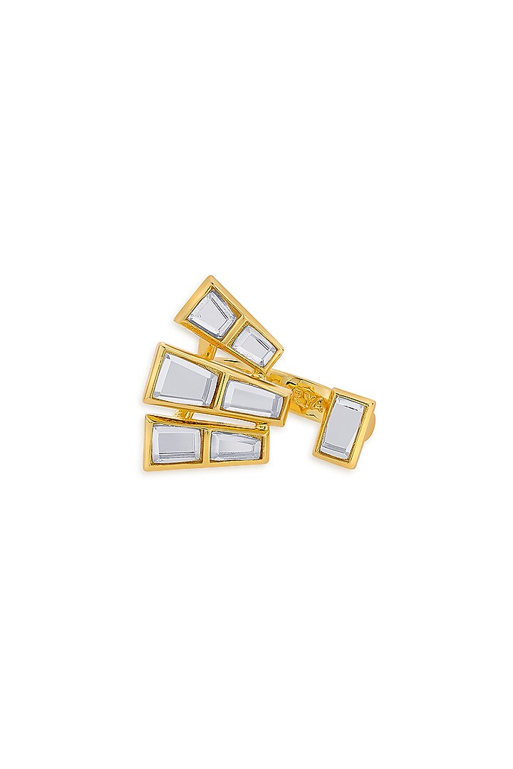 Gold Finish Hand-Cut Polki Mirror Ring by Isharya at Pernia's Pop Up Shop