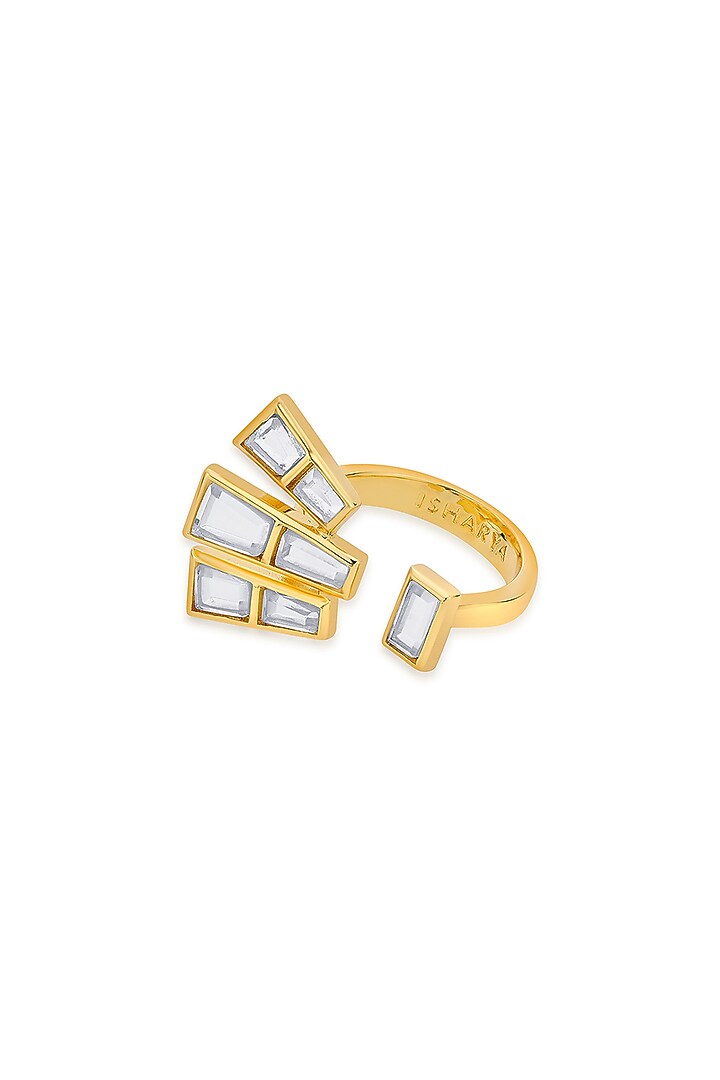 Gold Finish Hand-Cut Polki Mirror Ring by Isharya at Pernia's Pop Up Shop