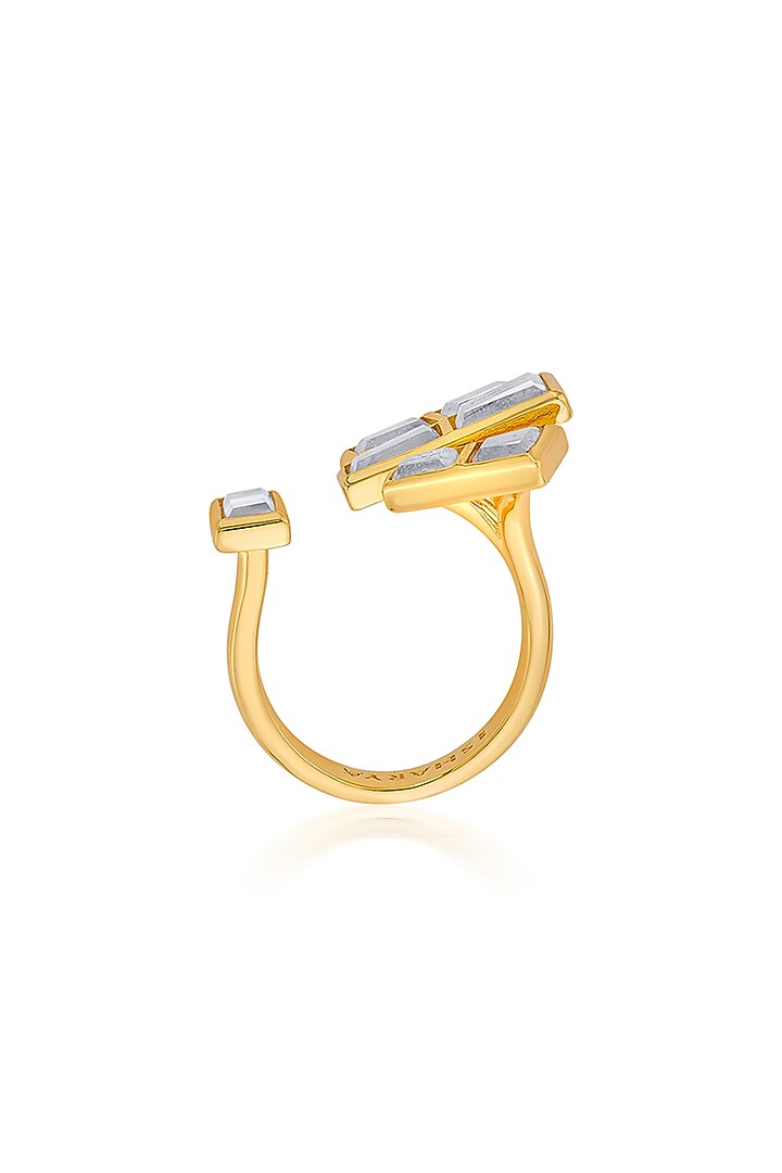 Gold Finish Hand-Cut Polki Mirror Ring by Isharya at Pernia's Pop Up Shop