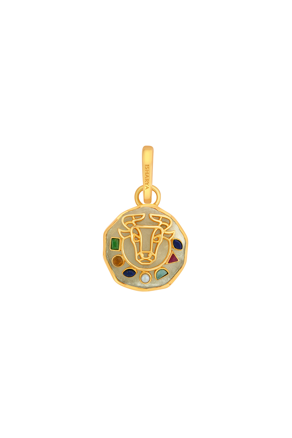 Gold Finish Taurus Zodiac Charm by Isharya at Pernia's Pop Up Shop