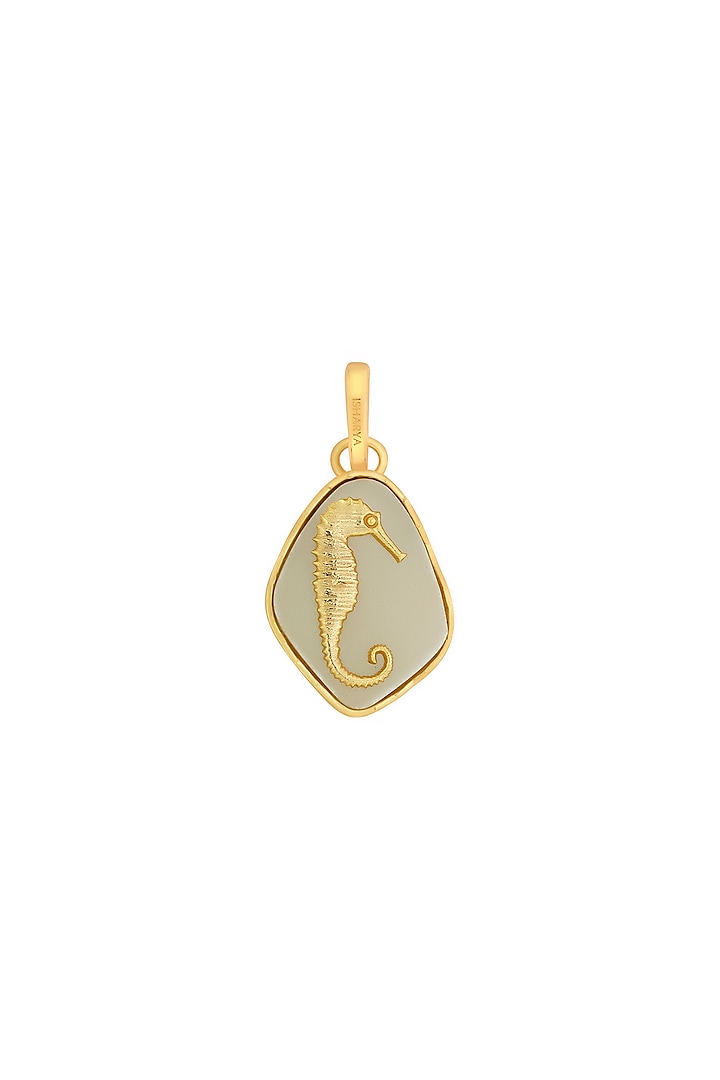Gold Plated Jade Seahorse Motif Charm by Isharya