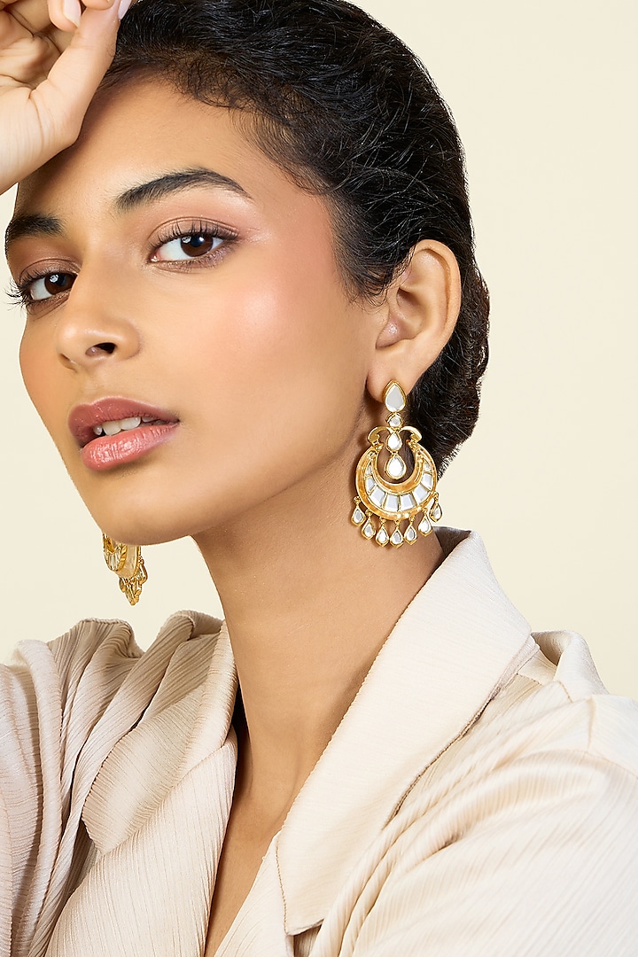 Gold Plated Resin & Mirror Dangler Earrings by Isharya at Pernia's Pop Up Shop