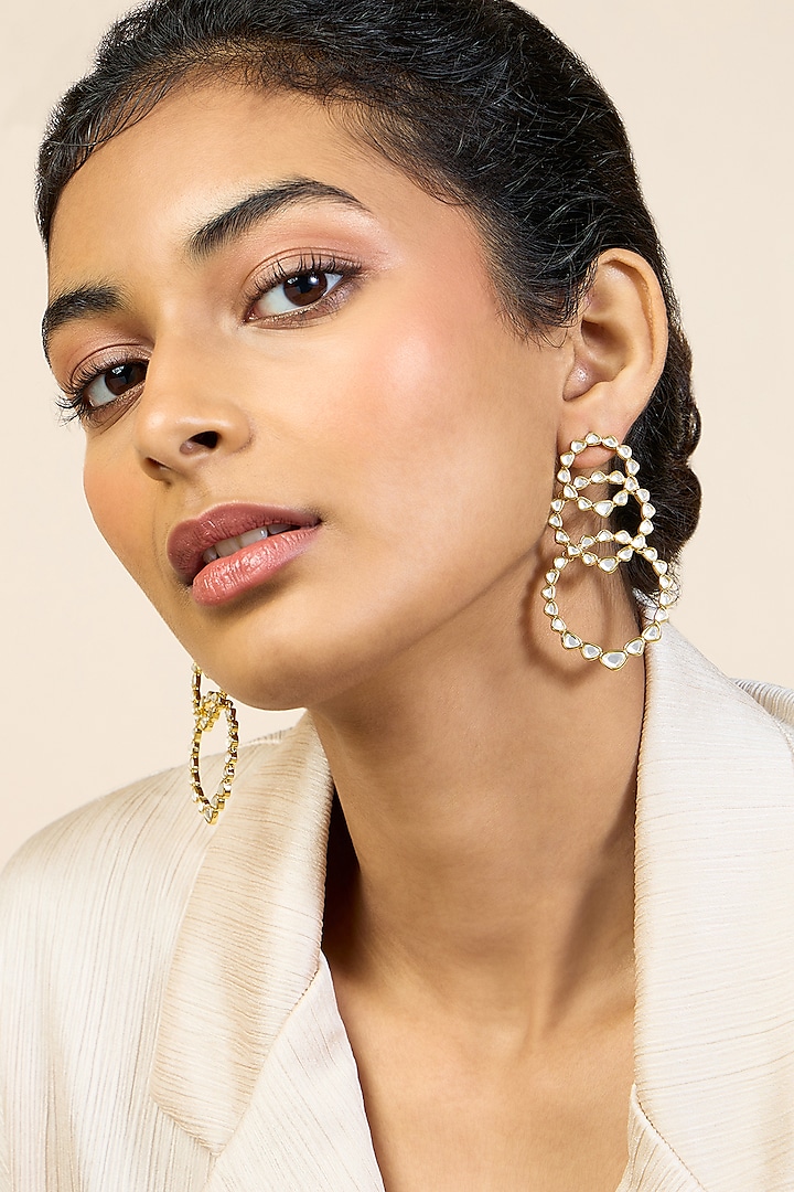 Gold Plated Mirror Dangler Earrings by Isharya at Pernia's Pop Up Shop