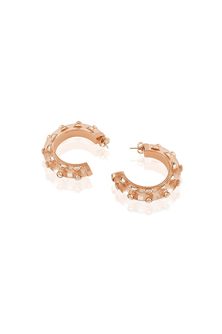 Rose Gold Plated Mirror Statement Hoops Earrings by Isharya at Pernia's Pop Up Shop