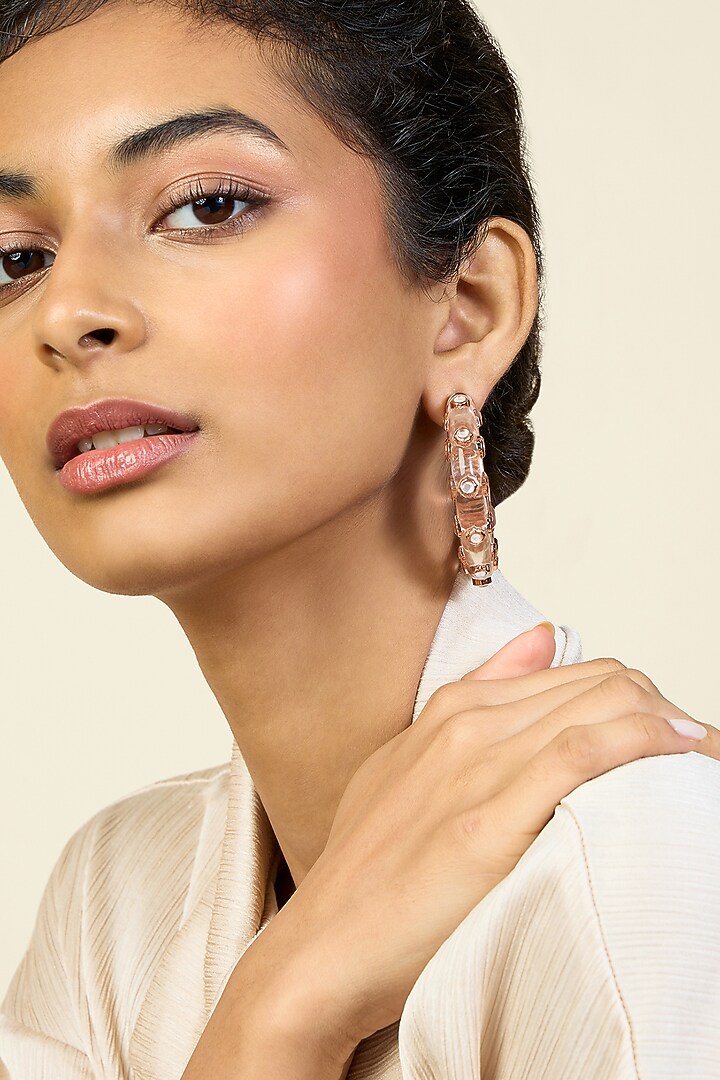 Rose Gold Plated Mirror Statement Hoops Earrings by Isharya at Pernia's Pop Up Shop