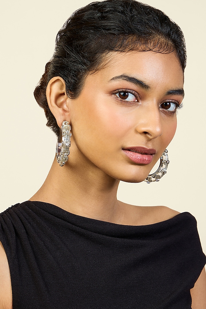 Gold Plated Mirror Statement Hoops Earrings by Isharya at Pernia's Pop Up Shop