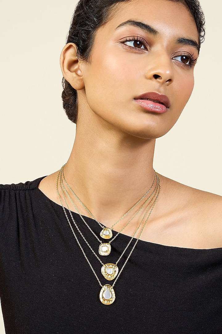 Gold Plated Mirror Layered Necklace by Isharya at Pernia's Pop Up Shop