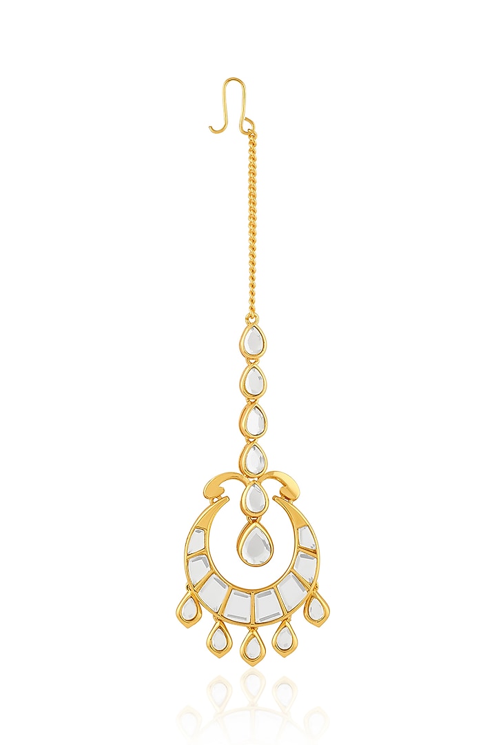Gold Plated Mirror Chandbali Maangtikka by Isharya at Pernia's Pop Up Shop