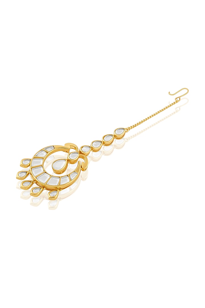 Gold Plated Mirror Chandbali Maangtikka by Isharya at Pernia's Pop Up Shop